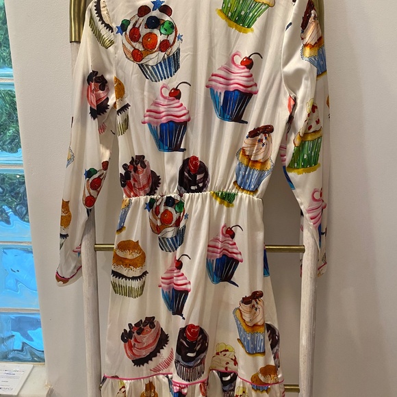 Apoteca Fashion Unique Silk Spandex Multicolor Cup Cake Print Summer Dress Sz S - Picture 4 of 8